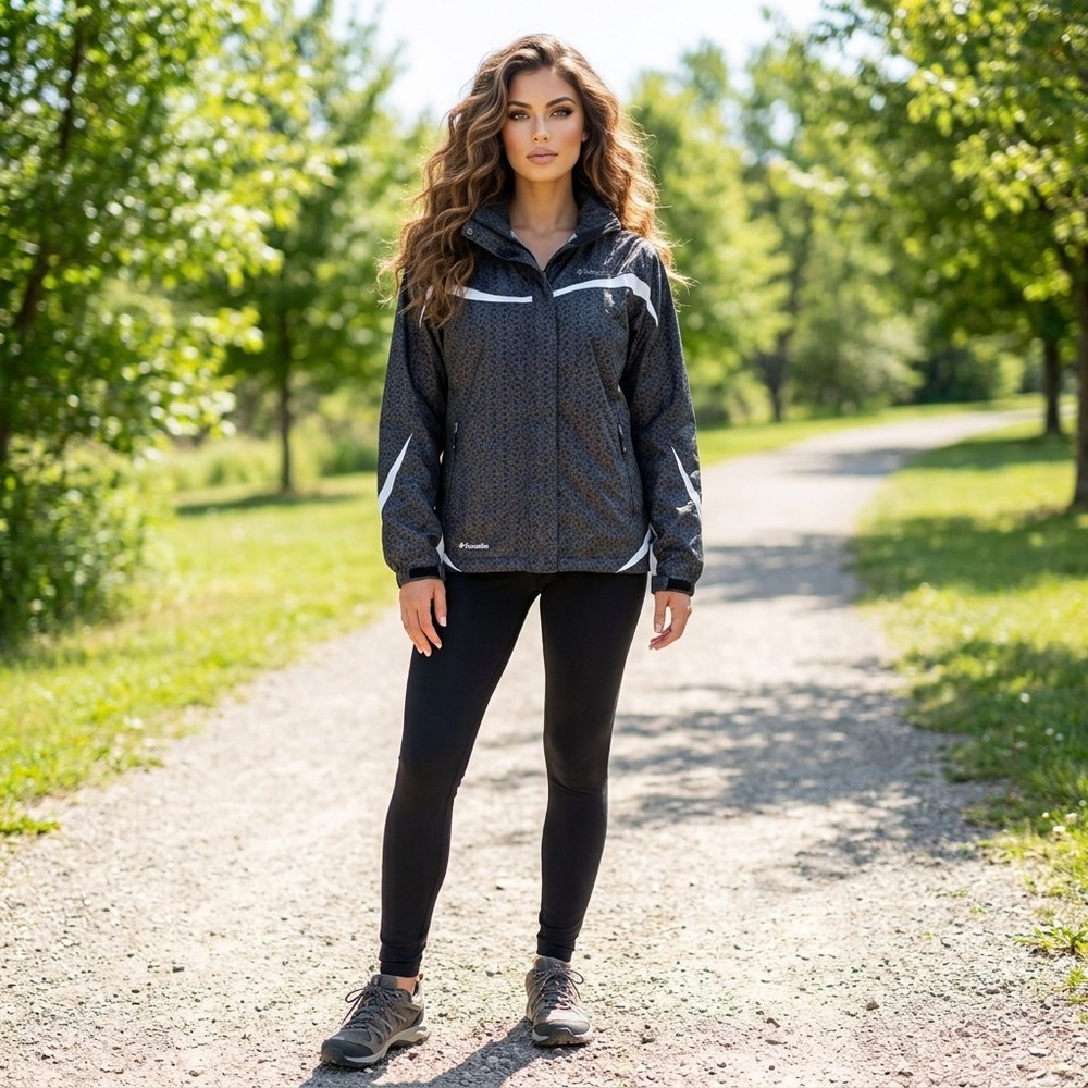 Columbia Interchange Jacket Womens M Black Geometric Minimalist Athleisure